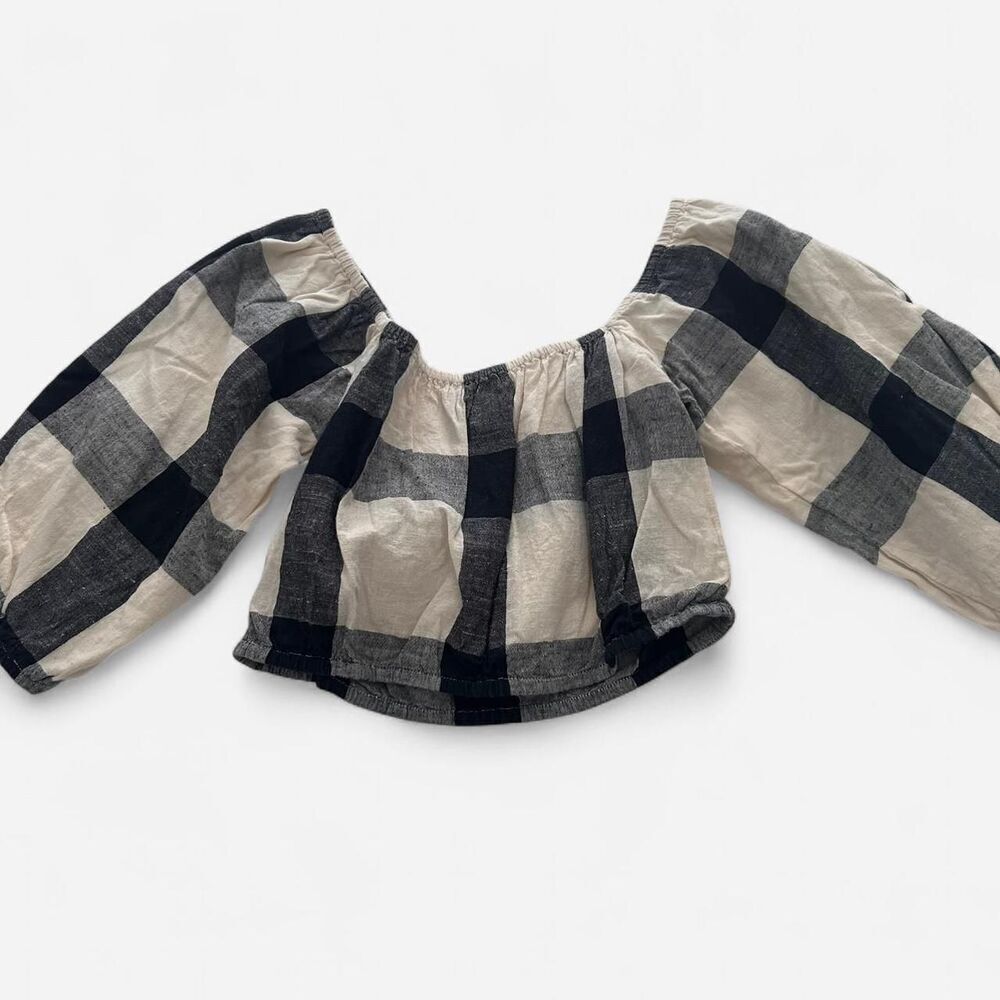 Laude the Label 100% Cotton Checkered Off-Shoulder Puff Sleeve Top Cottagecore S - Picture 6 of 6